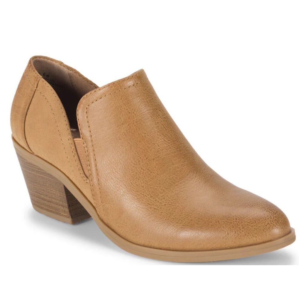 BareTraps‎ Ankle Boots Size 7 Tan Block Heel Cushioned Insole Lightweight NEW